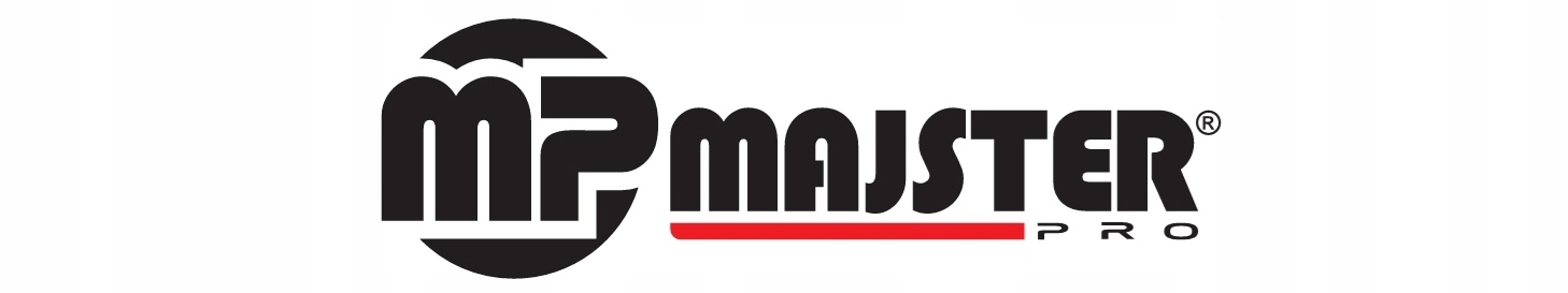 Czarno-czerwone logo MAJSTER PRO na białym tle. 